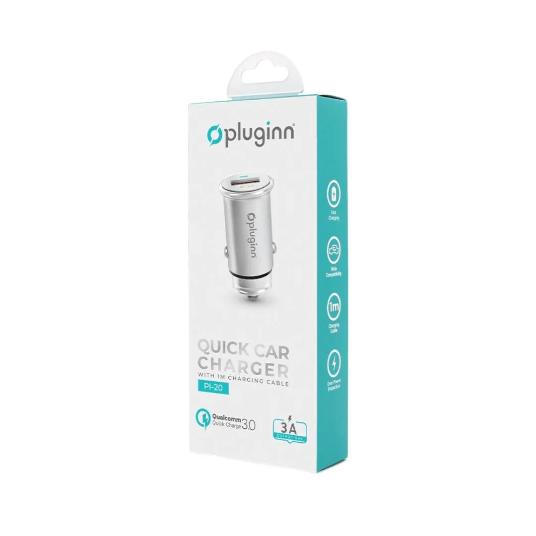 208944 Auto punjač Pluginn Pl-20 sa Type C kablom srebrni  | Tellux - Vaš put do savršenog doma
