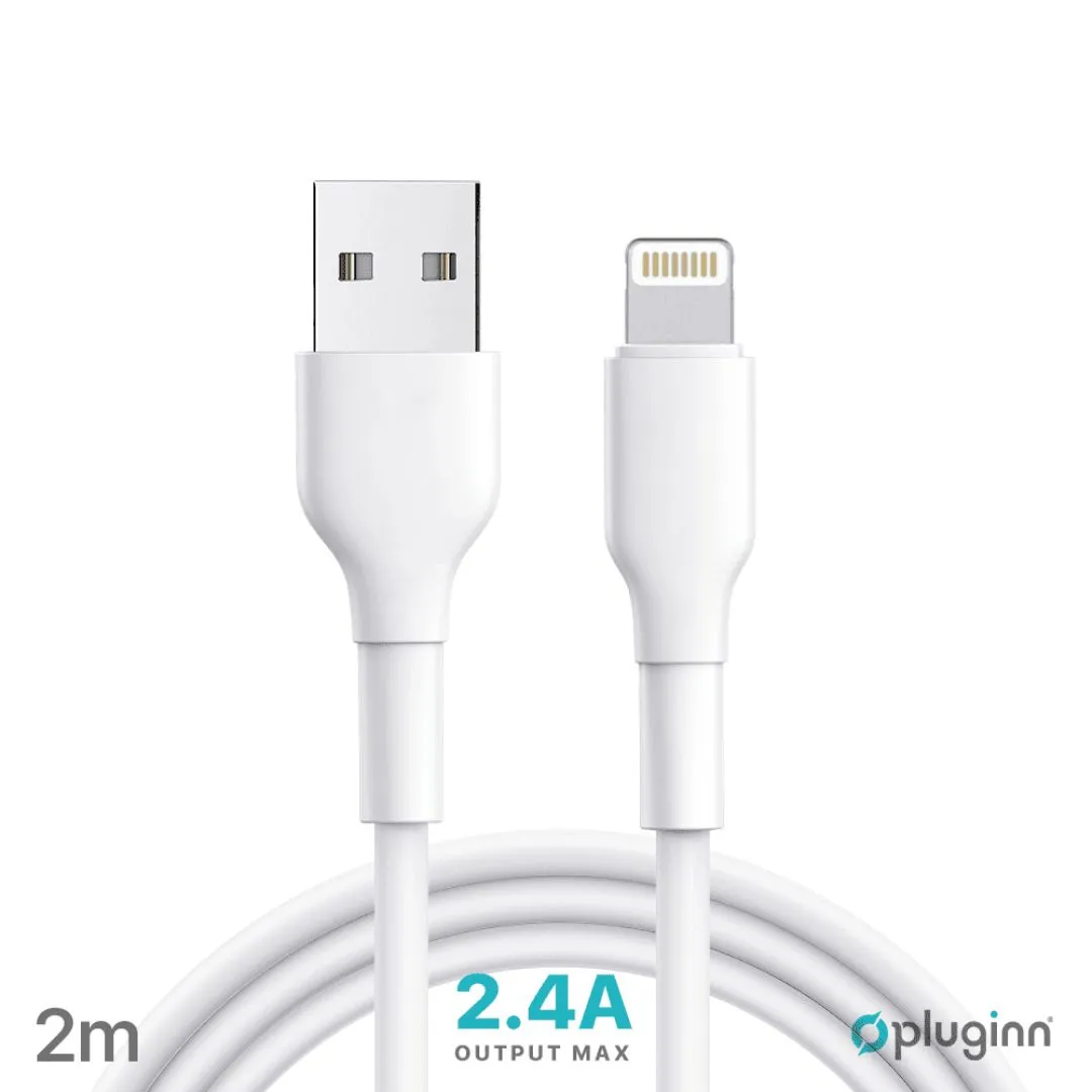208896 Data Kabl Pluginn 2.4A USB na Lightning beli 2m  | Tellux - Vaš put do savršenog doma