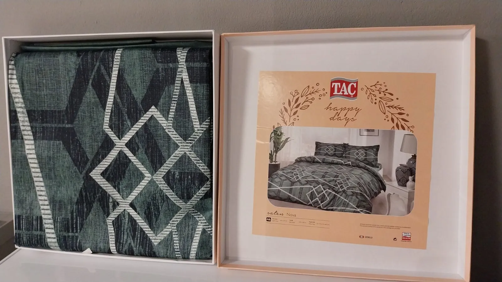 60264692 Tac Nova set posteljine za dve osobe zelena (saten)  | Tellux - Vaš put do savršenog doma