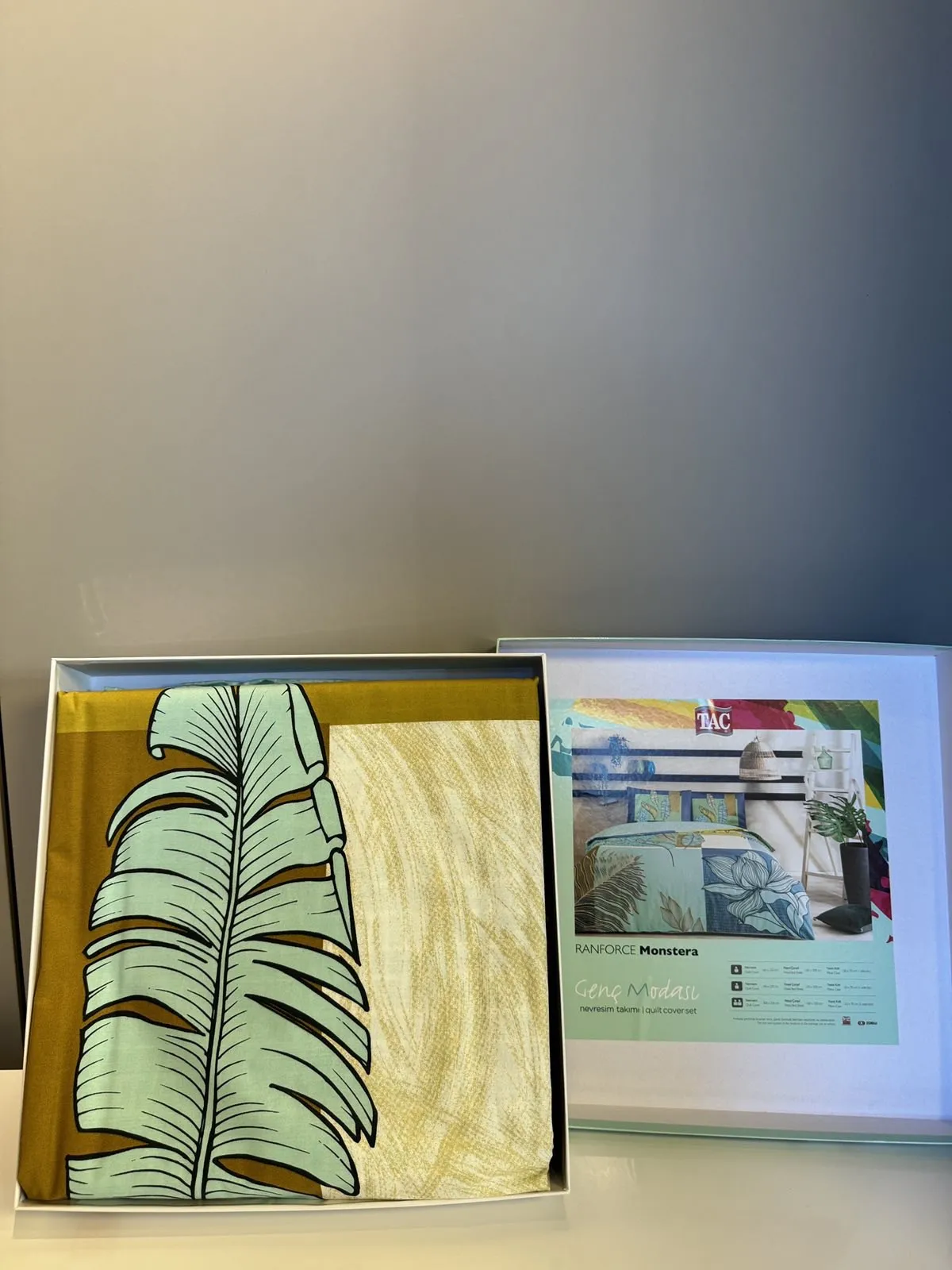 60293955 Tac Monstera set posteljine za jednu osobu mint  | Tellux - Vaš put do savršenog doma